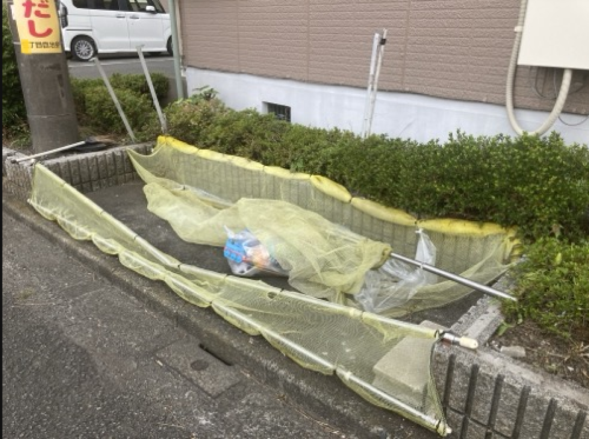物干しざおを使ったDIYネット
